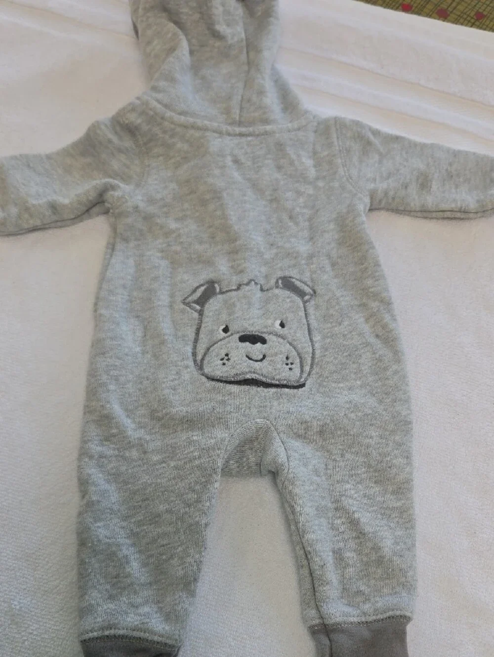 Carter's Gray Hooded Zip One-Piece (NB) and Brown Football Onsie Sz 0-3m